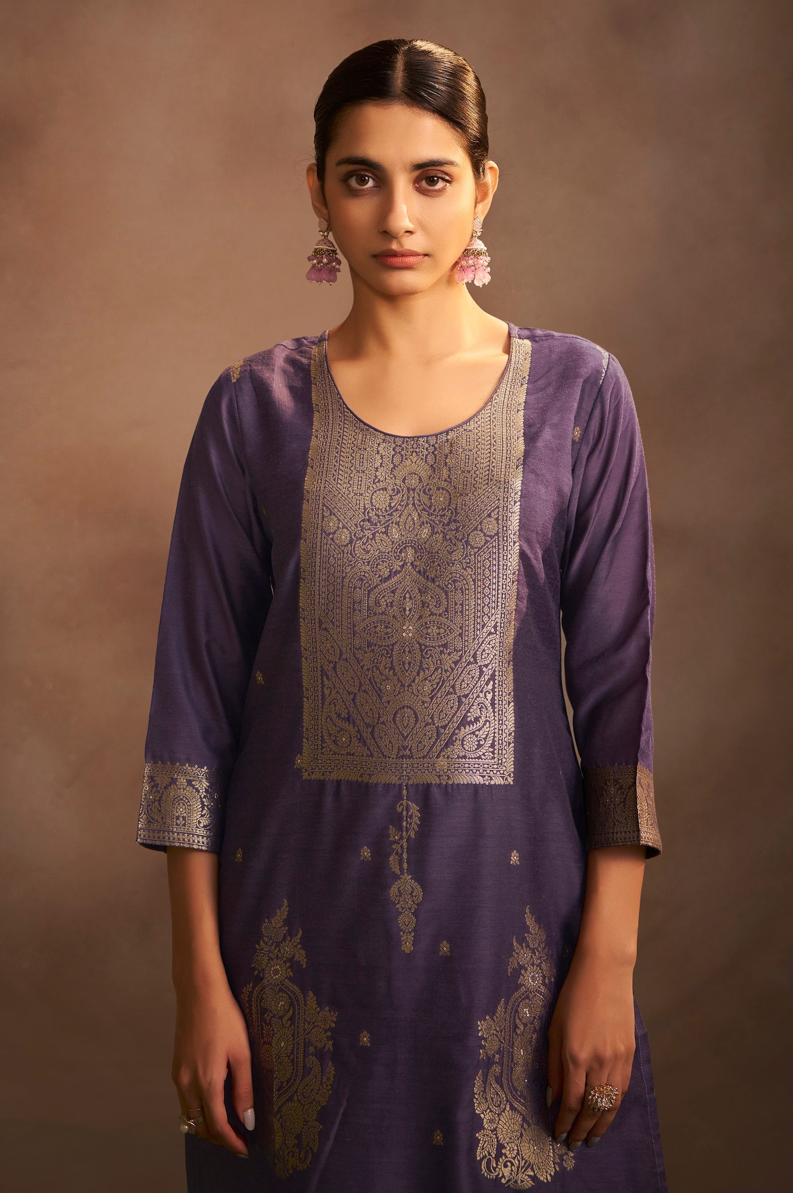 Lilac Royale Jacquard Kurta Set