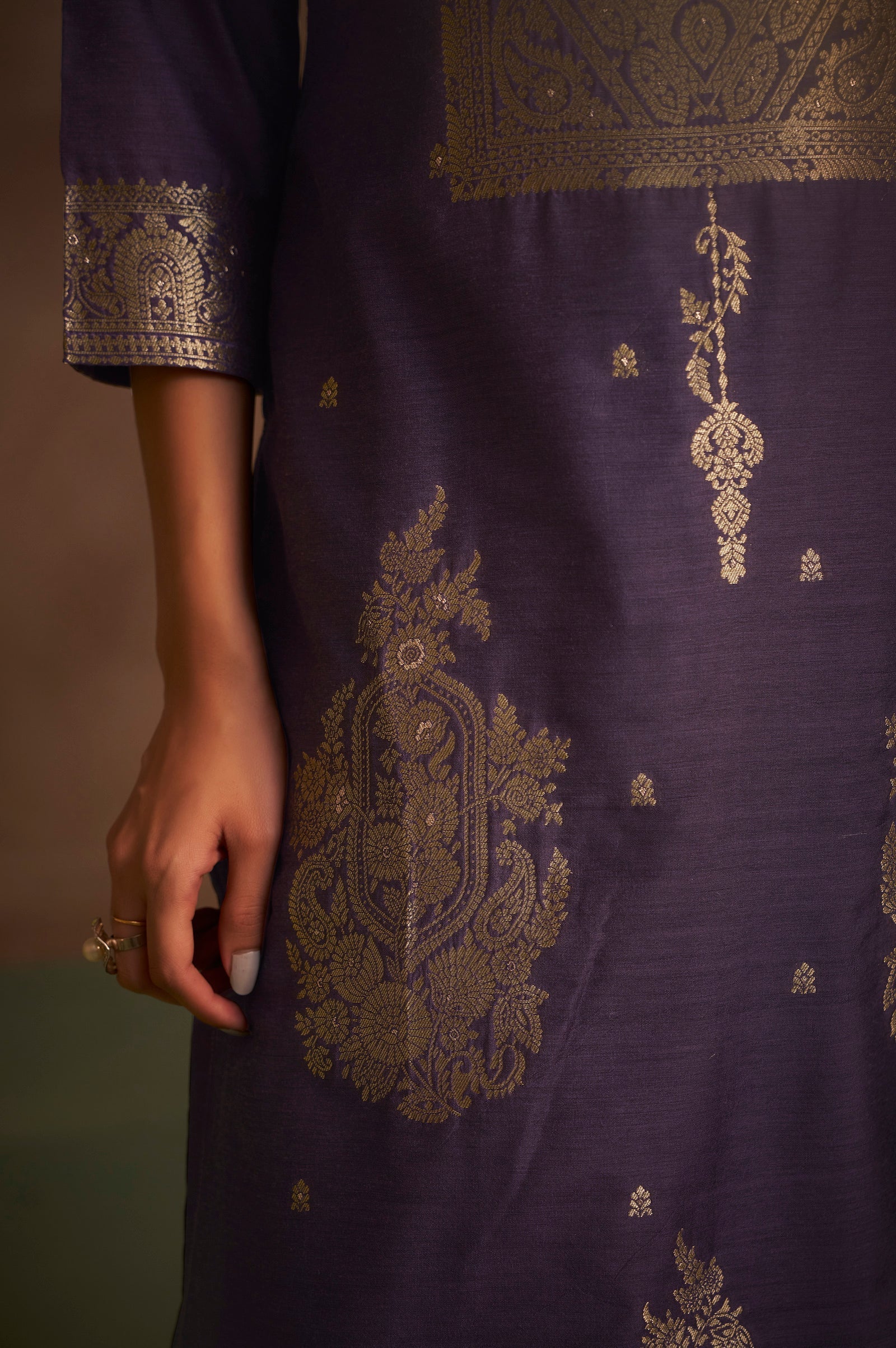 Lilac Royale Jacquard Kurta Set