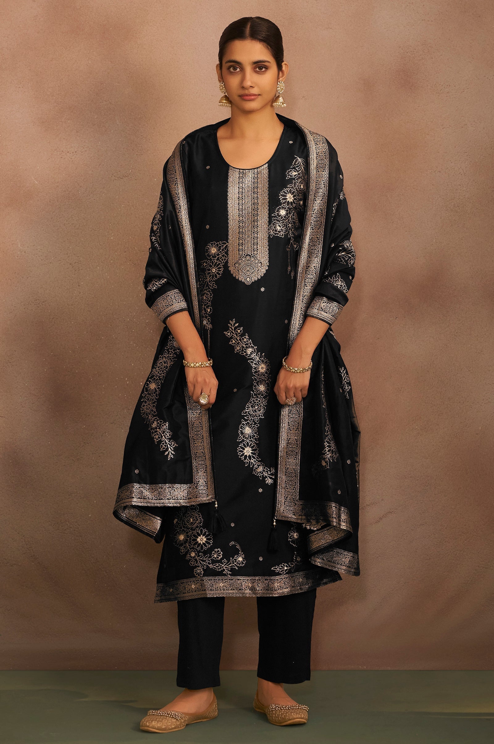 Midnight Royale Jacquard Kurta Set