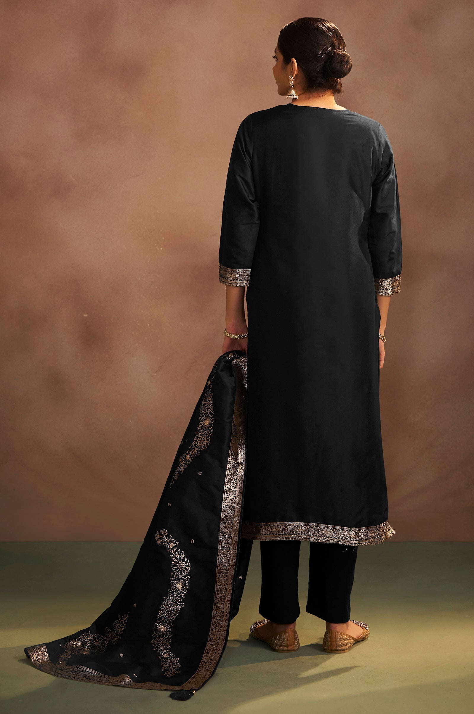Midnight Royale Jacquard Kurta Set