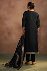Midnight Royale Jacquard Kurta Set