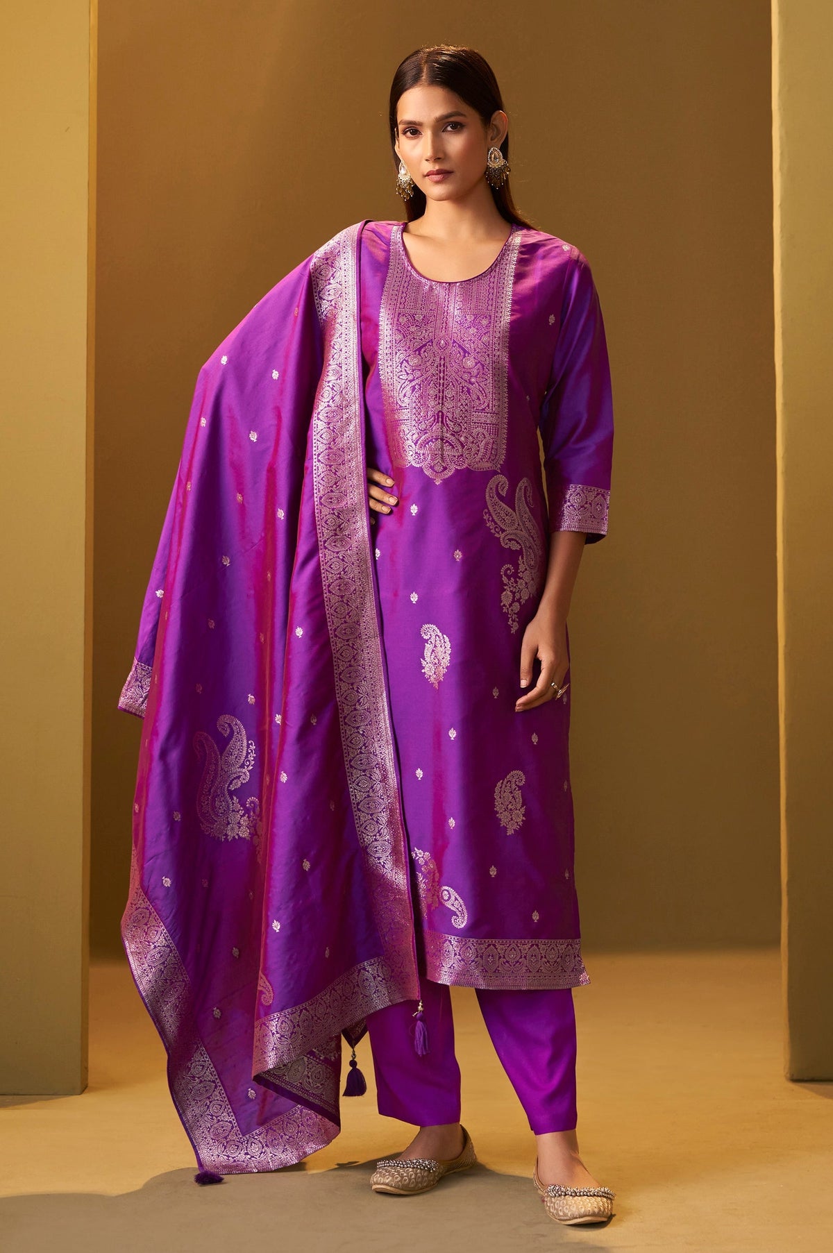 Royal Amethyst Jacquard Kurta Set