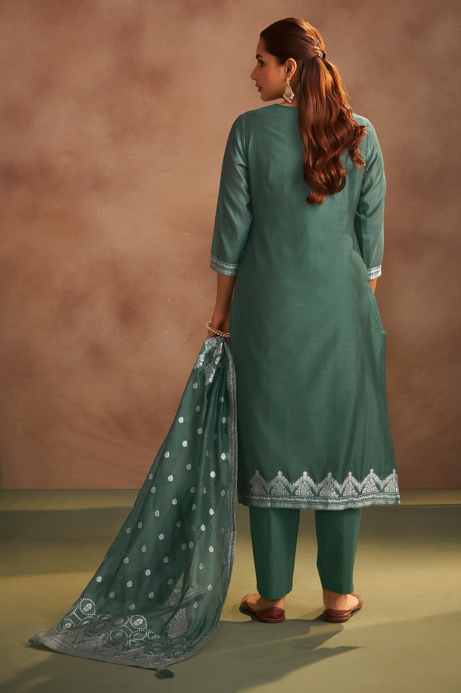 Sage Royale Jacquard Kurta Set