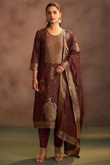 Mocha Royale Jacquard Kurta Set
