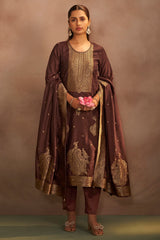 Mocha Royale Jacquard Kurta Set
