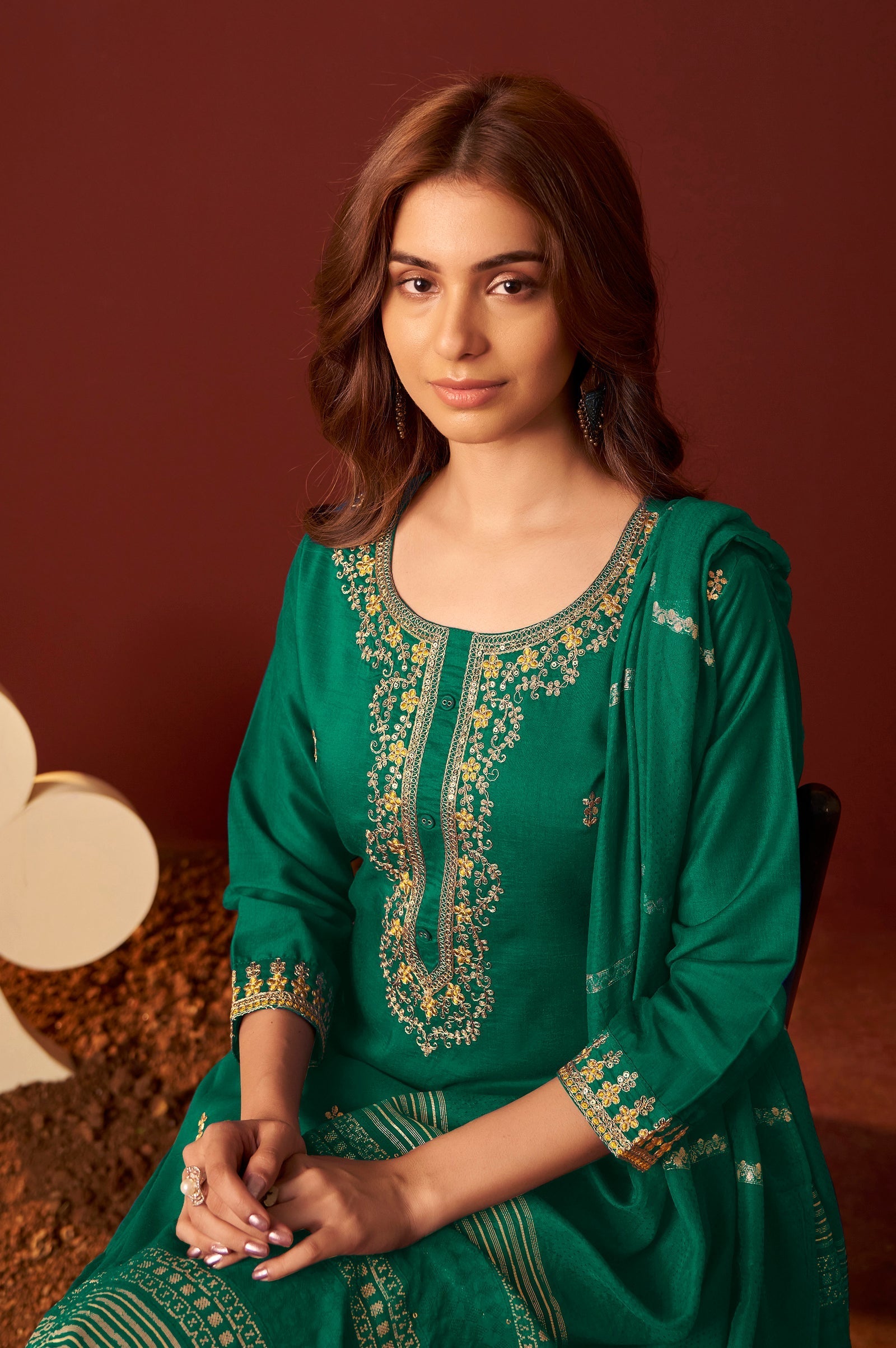 Emerald Royale Embroidered Kurta Set