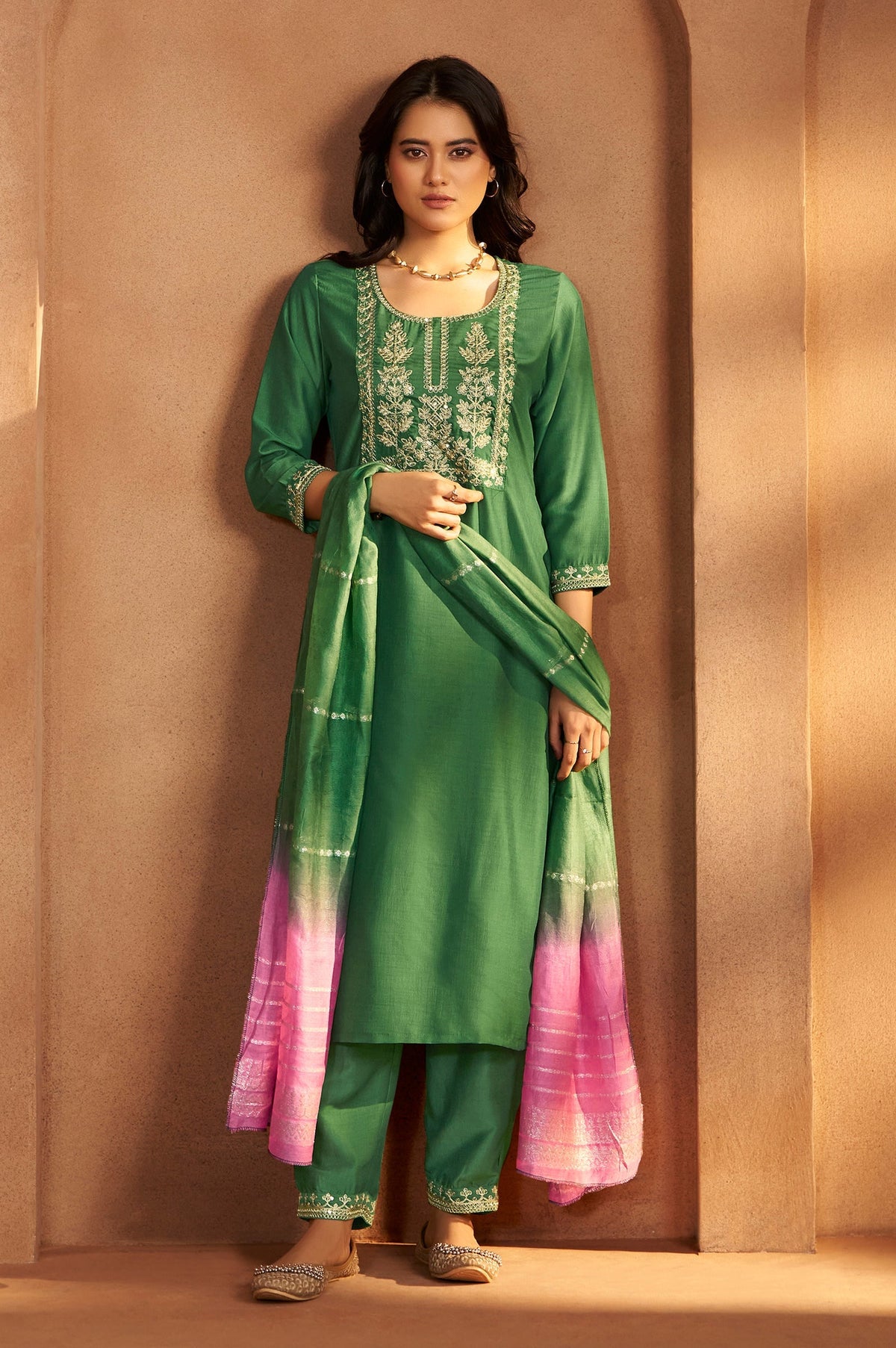 Emerald Royale Embroidered Kurta Set