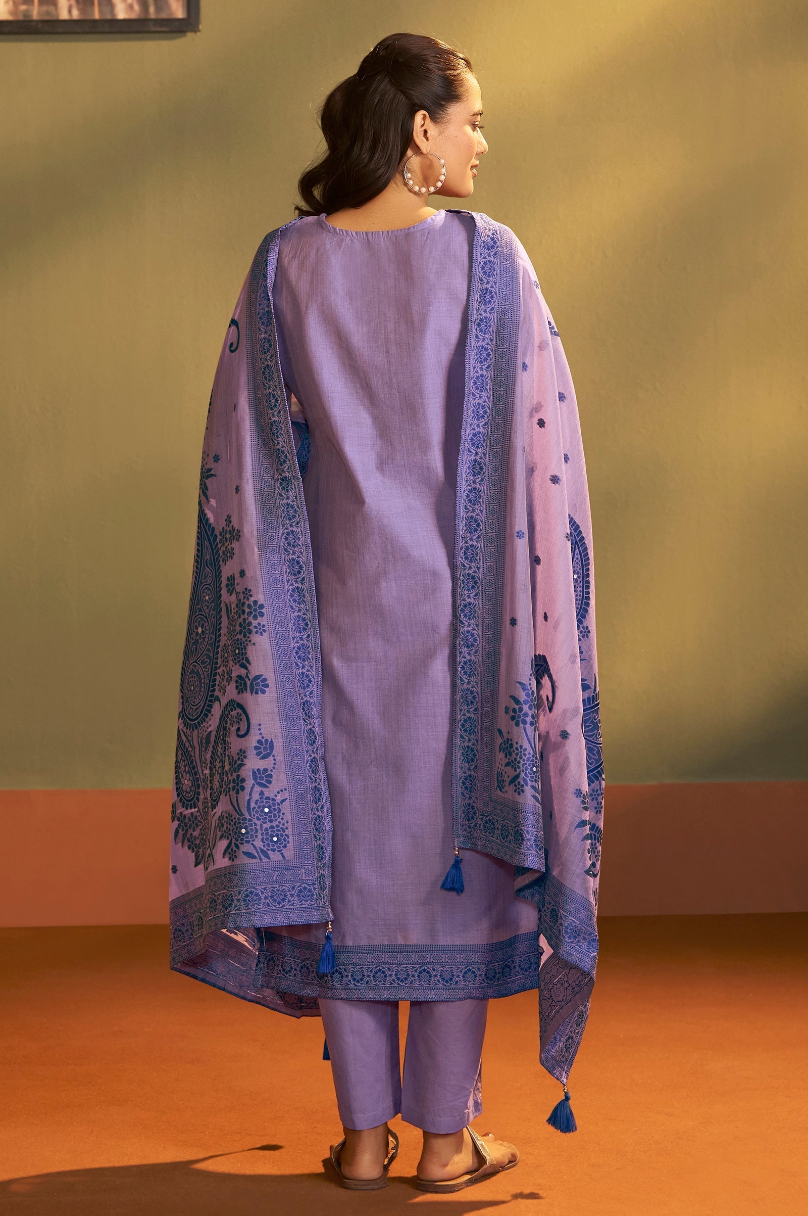 Lilac Royale Jacquard Kurta Set
