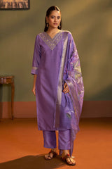 Royal Orchid Embroidered Kurta Set