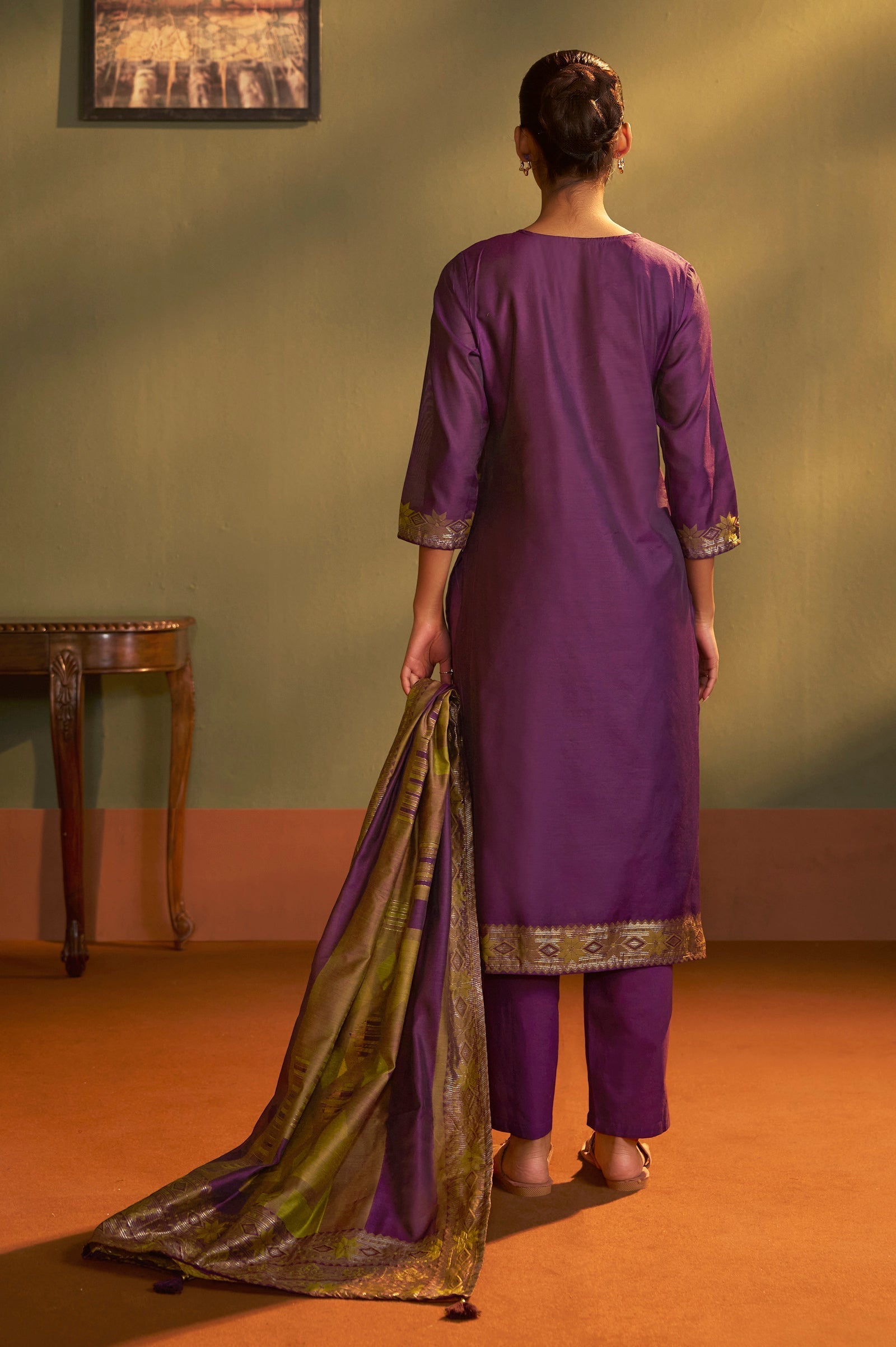 Burgundy Royale Jacquard Kurta Set