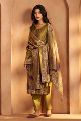 Golden Mustard Jacquard Kurta Set