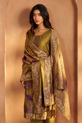 Golden Mustard Jacquard Kurta Set