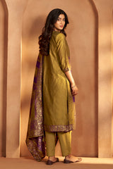 Golden Mustard Jacquard Kurta Set