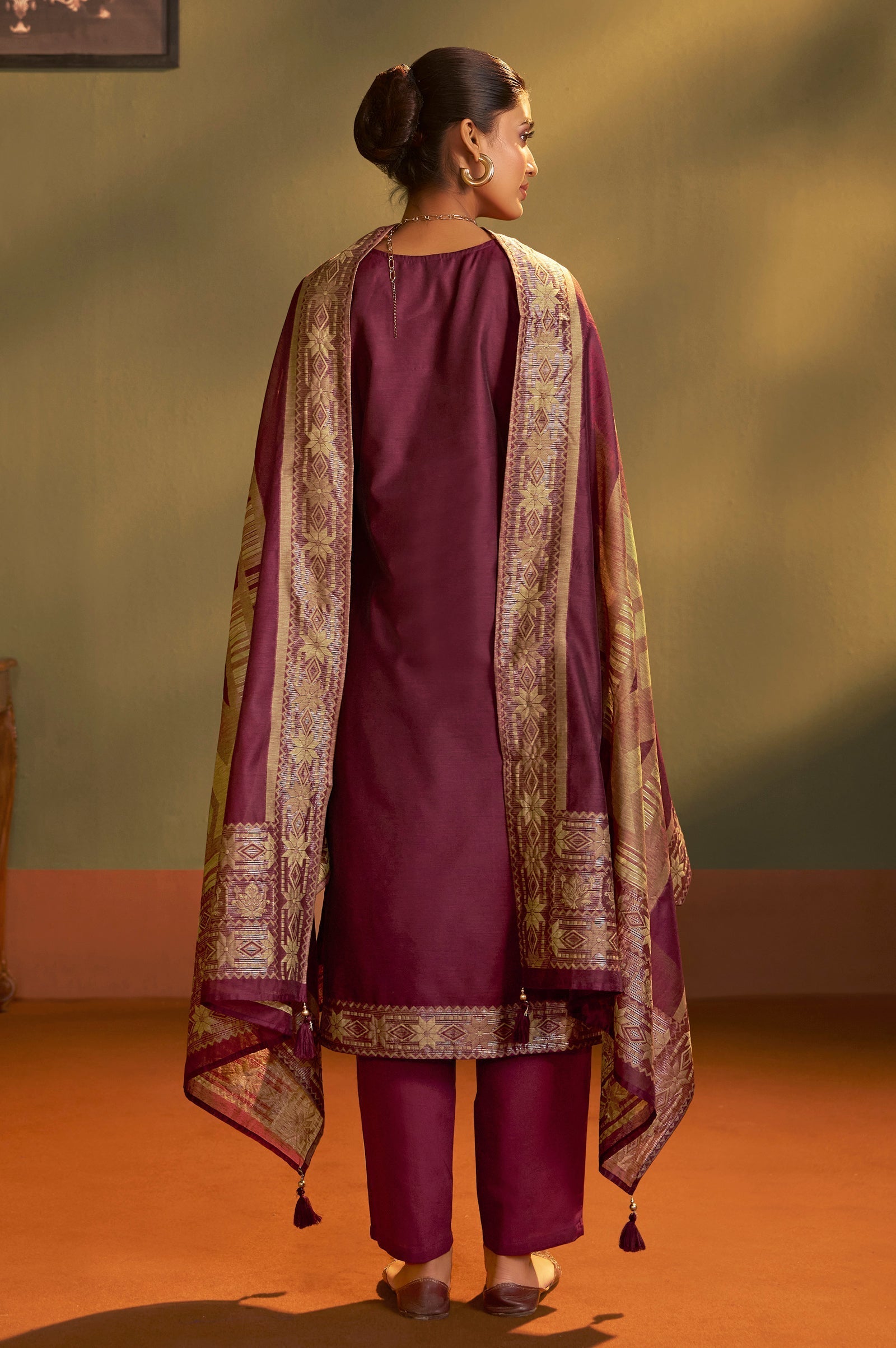 Maroon Royale Jacquard Kurta Set