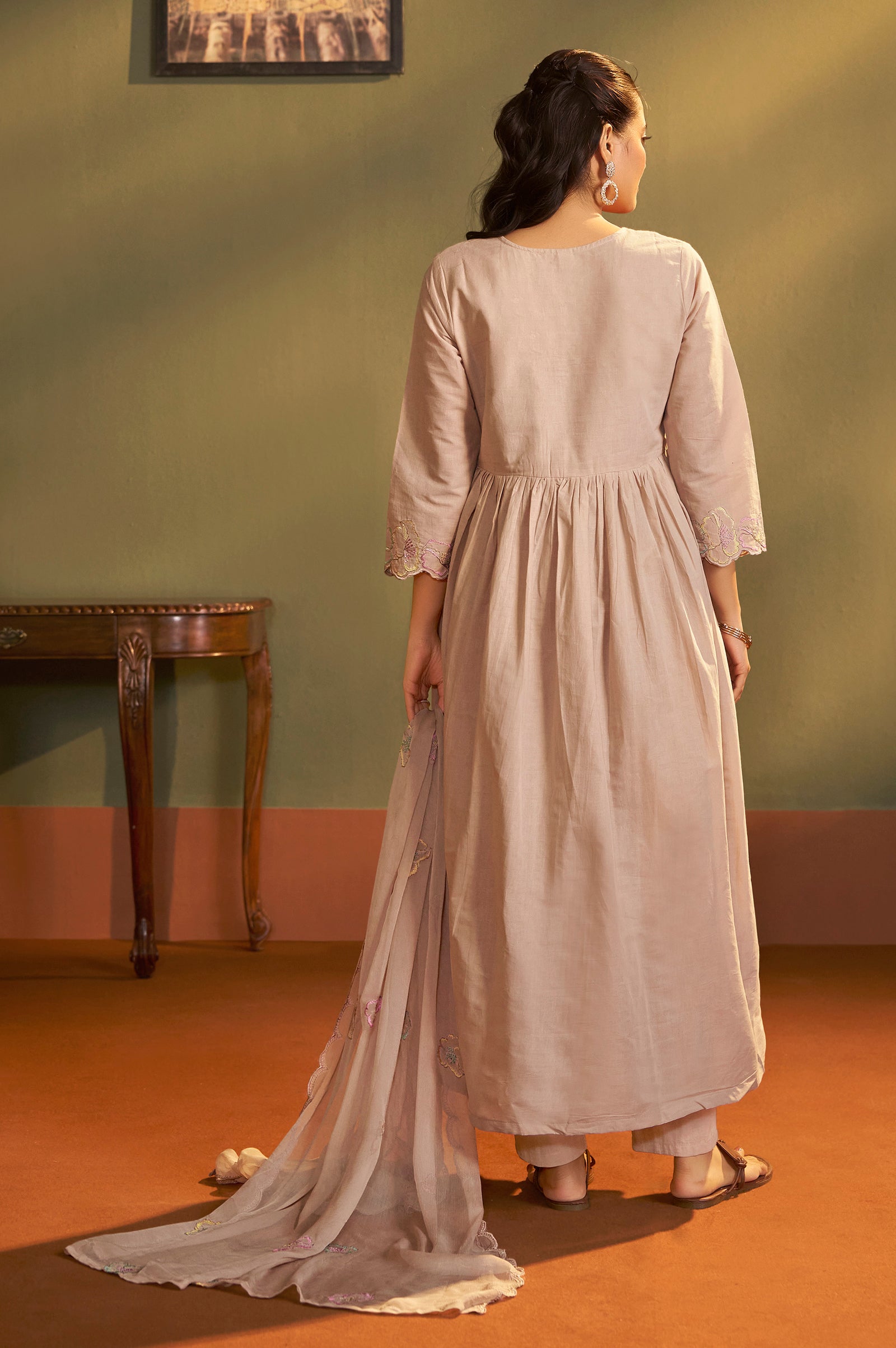 Mocha Royale Handcrafted Anarkali Set