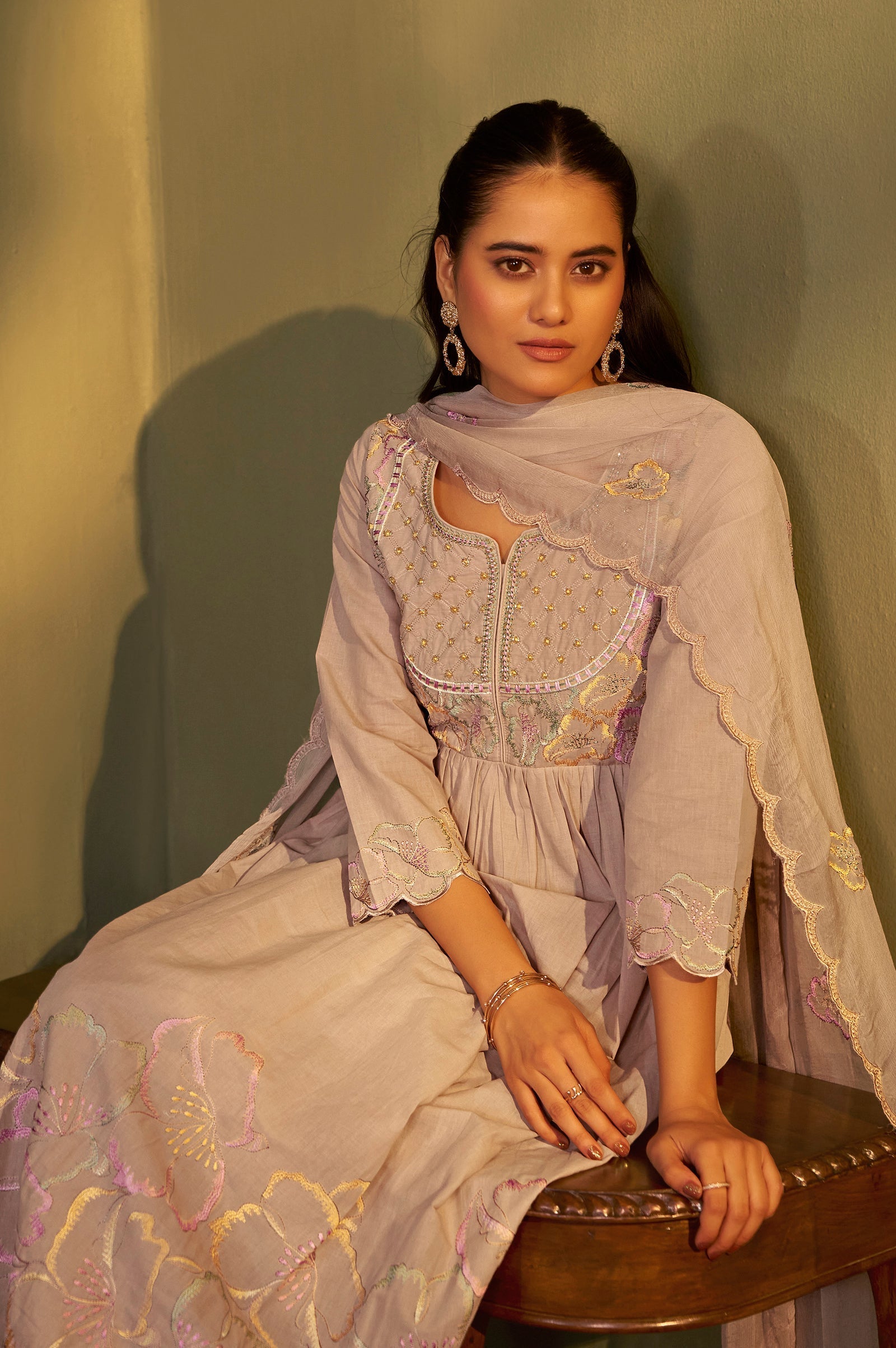 Mocha Royale Handcrafted Anarkali Set