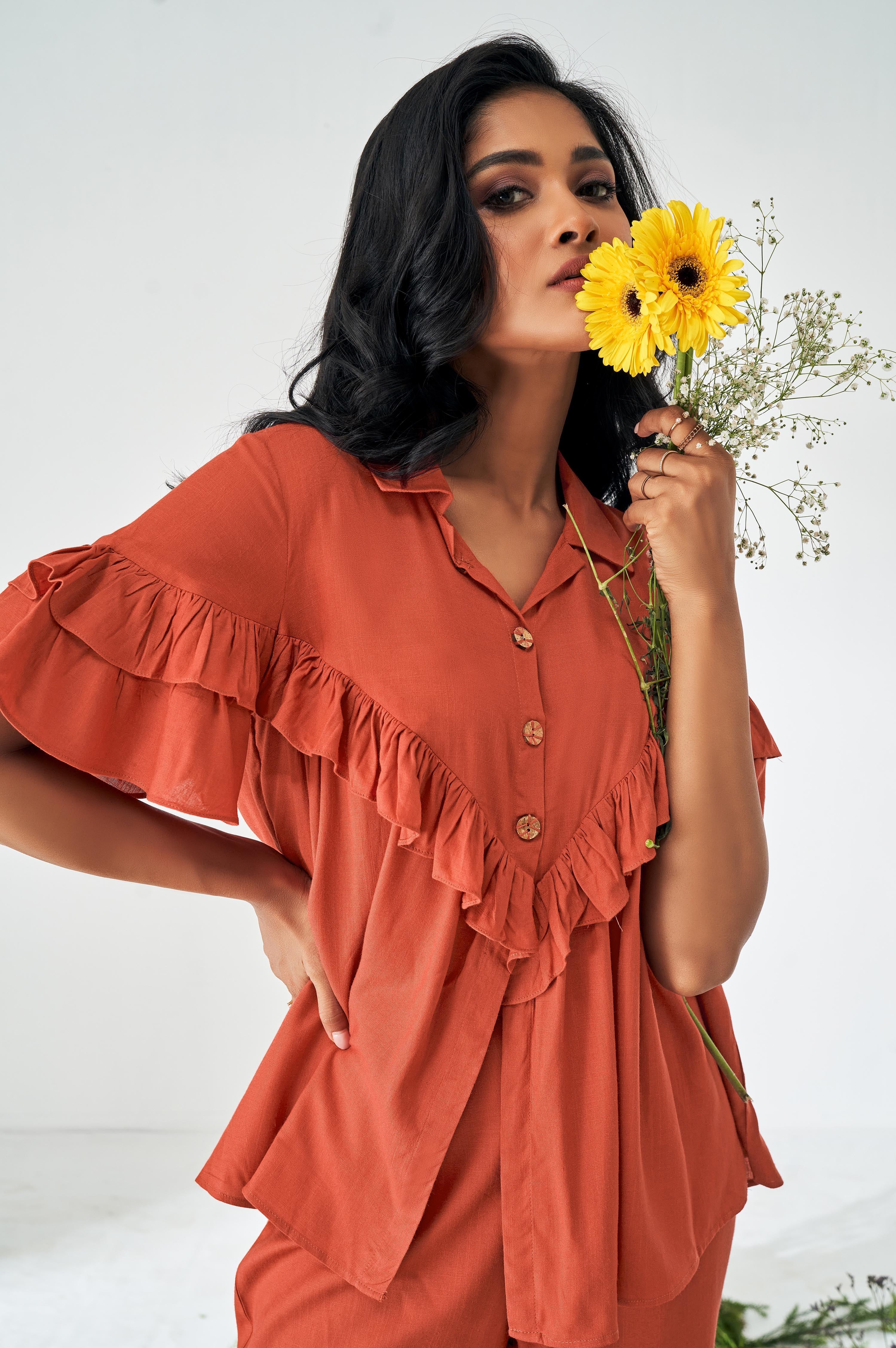 Amber Glow Rayon Co-Ord Set