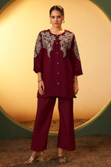 Mahira Maroon Elegance Co-Ord Set
