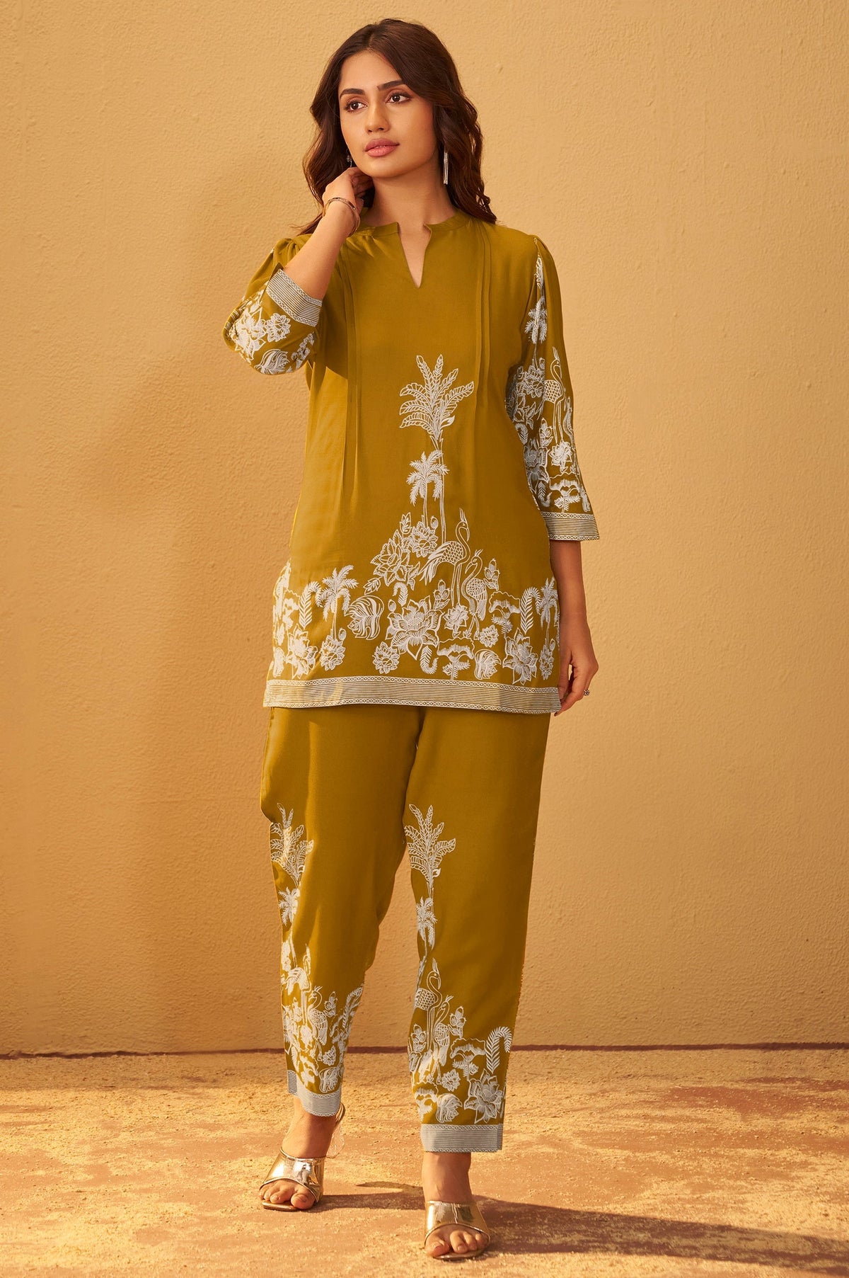 Mustard Bloom Printed Rayon Co-Ord Set