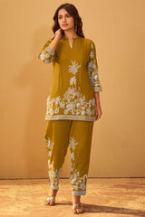 Mustard Bloom Printed Rayon Co-Ord Set