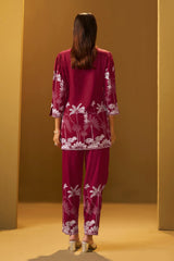 Crimson Bloom Printed Rayon Co-Ord Set
