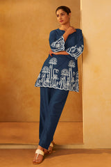 Midnight Grace Embroidered Cotton Co-Ord Set