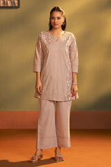 Mocha Grace Embroidered Cotton Co-Ord Set