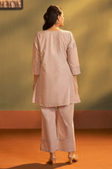 Mocha Grace Embroidered Cotton Co-Ord Set