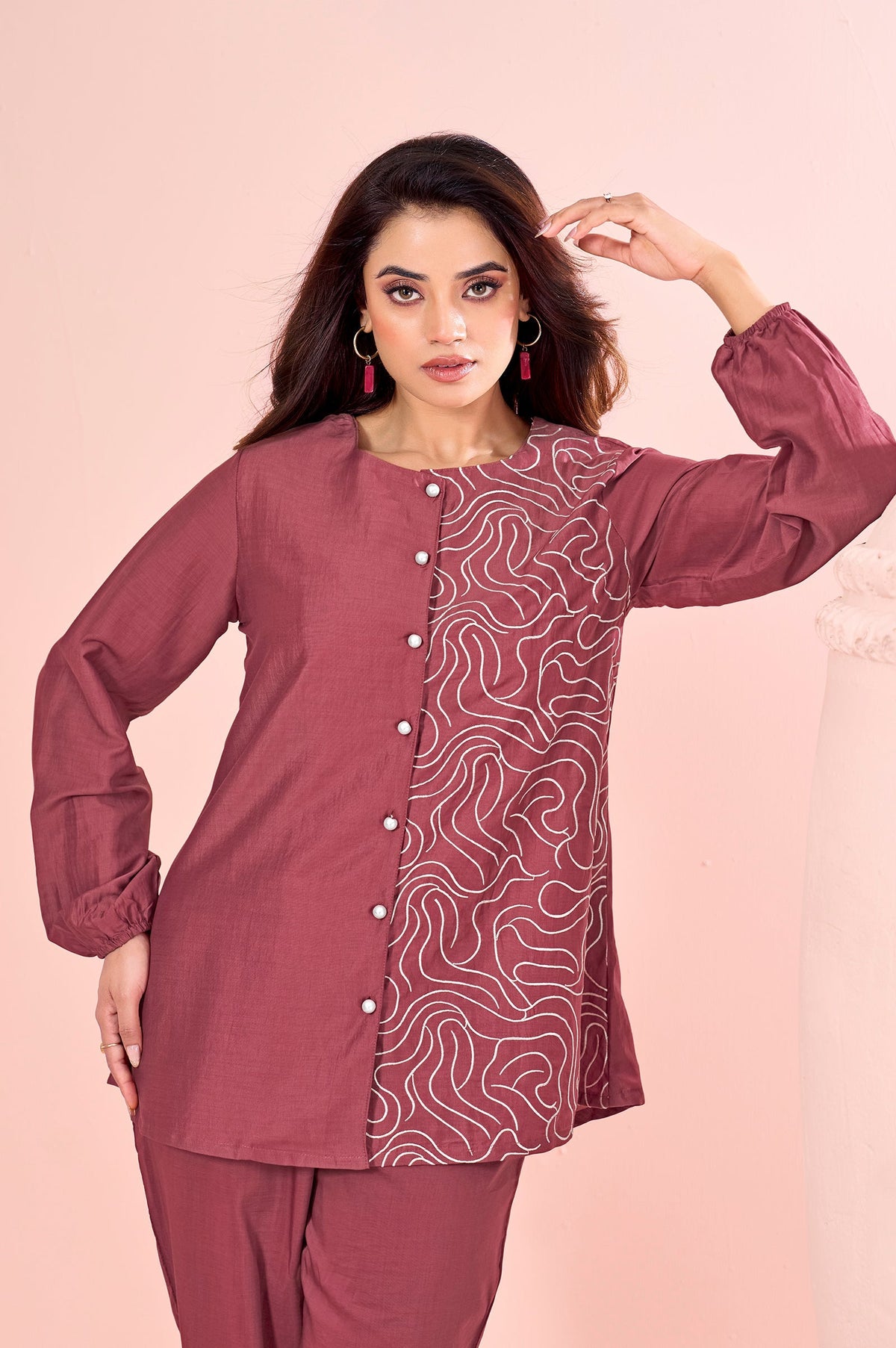 Terracotta Grace Embroidered Cotton Co-Ord Set