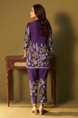 Royal Plum Printed Rayon Co-Ord Set