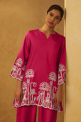 Blush Grace Embroidered Cotton Co-Ord Set