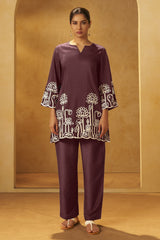 Mocha Grace Embroidered Cotton CO-Ord Set