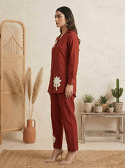 Sunlit Grace Embroidered Cotton Co-Ord Set