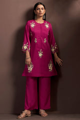 Rose Royale Embroidered Roman Silk Co-Ord Set