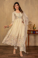 Ivory Noor Handworked Anarkali Set