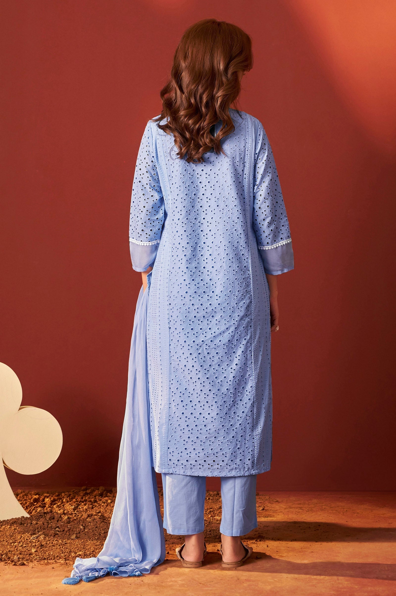 Ivory Lace Schiffli Kurta Set
