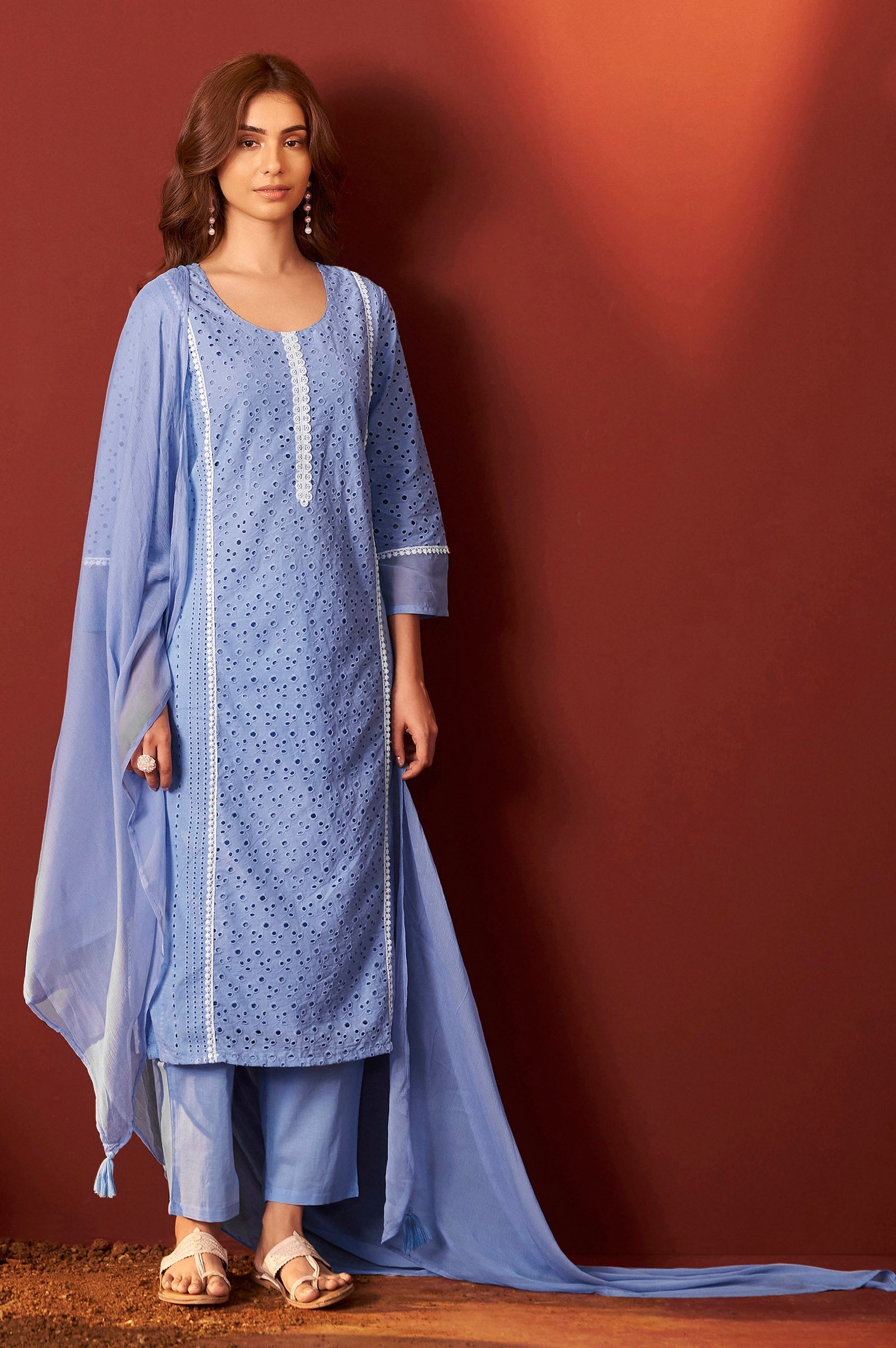 Ivory Lace Schiffli Kurta Set