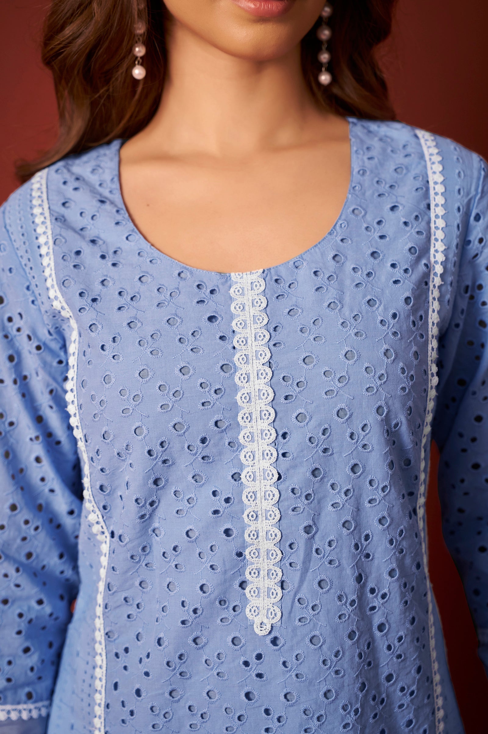 Ivory Lace Schiffli Kurta Set