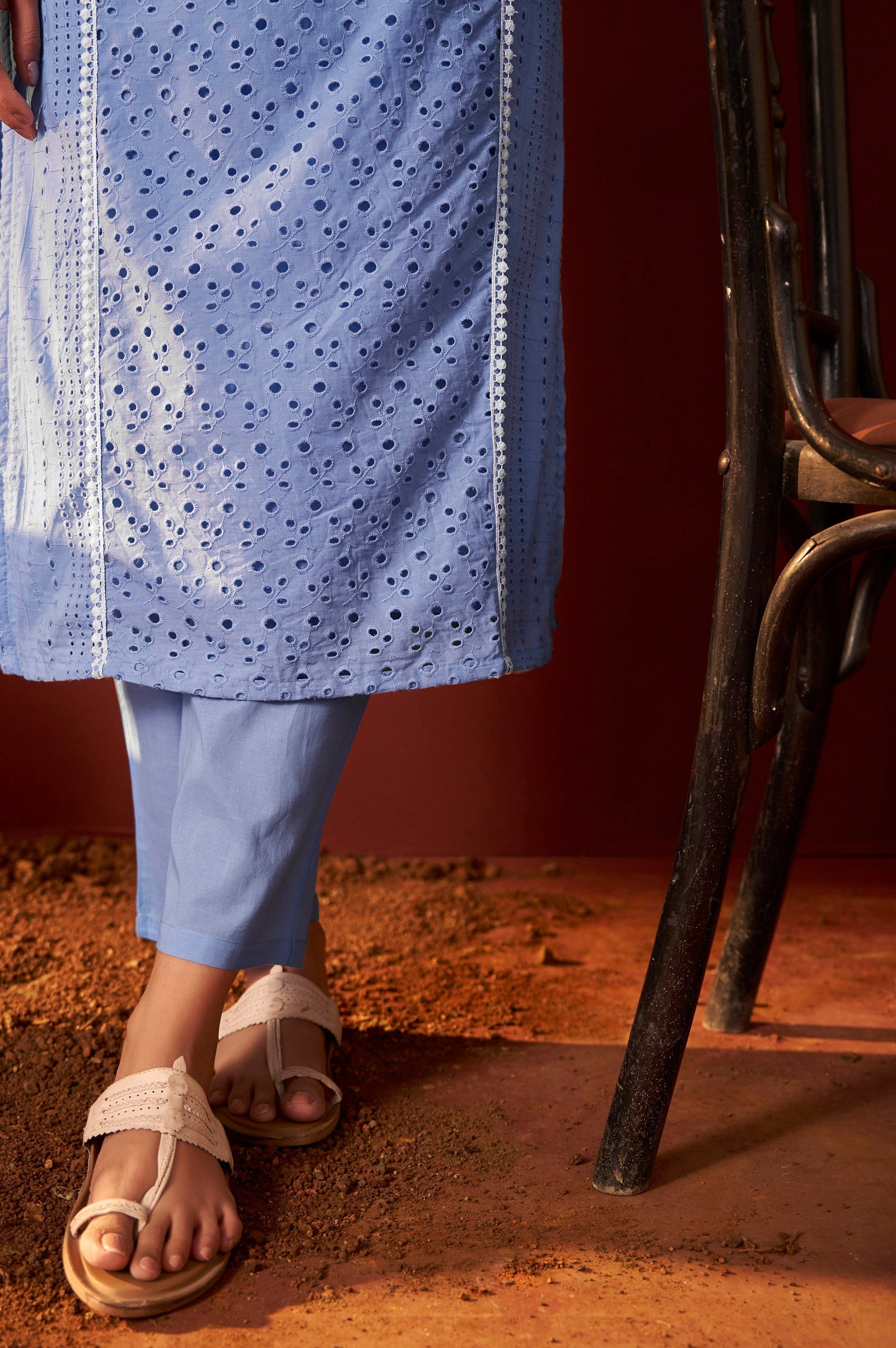 Ivory Lace Schiffli Kurta Set