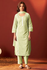 Pista Noor Schiffli Kurta Set