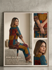 Women's Pure Gaji Viscose Co-ord Set | Trendy Abstract Print Two-Piece Suit