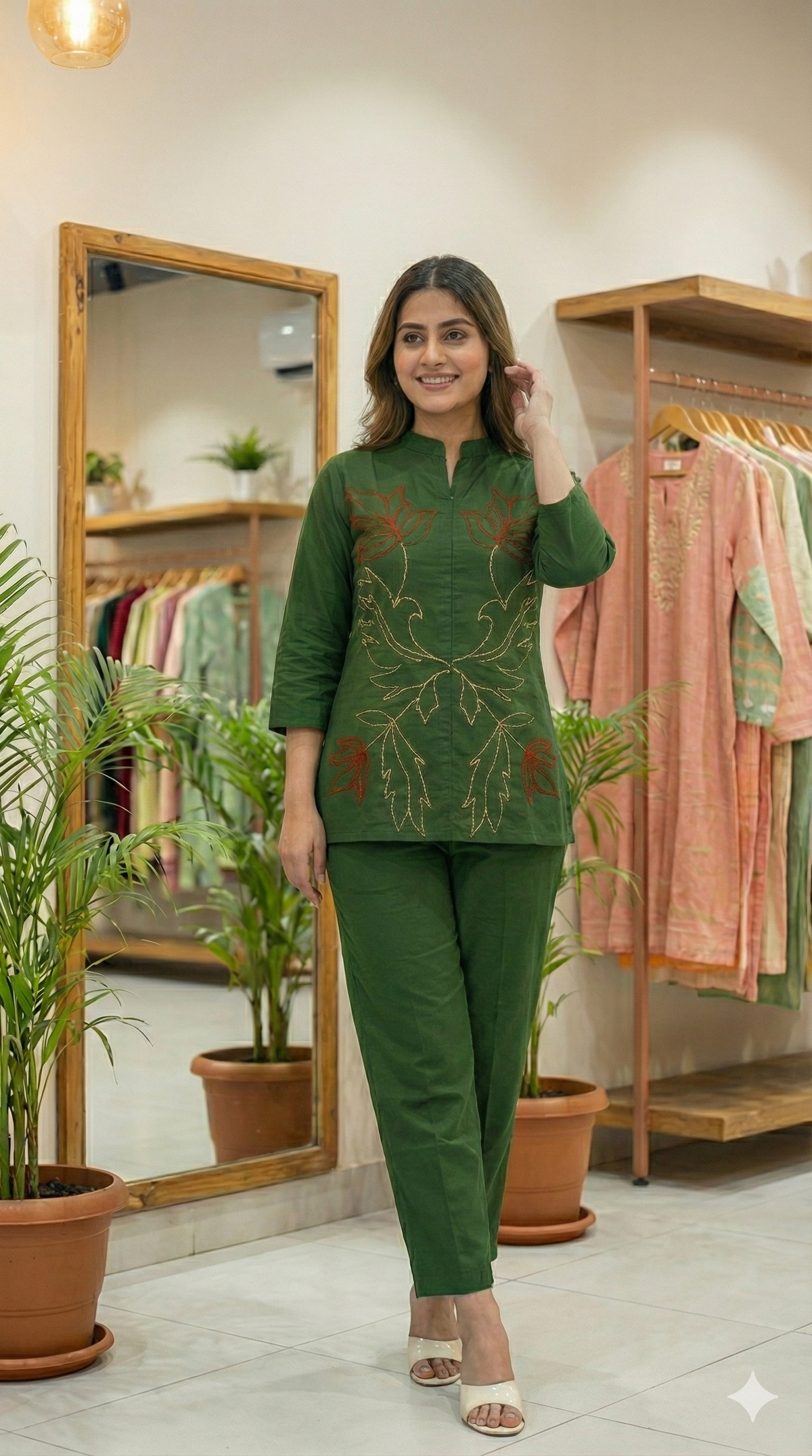 Forest Bloom Embroidered Cord Set