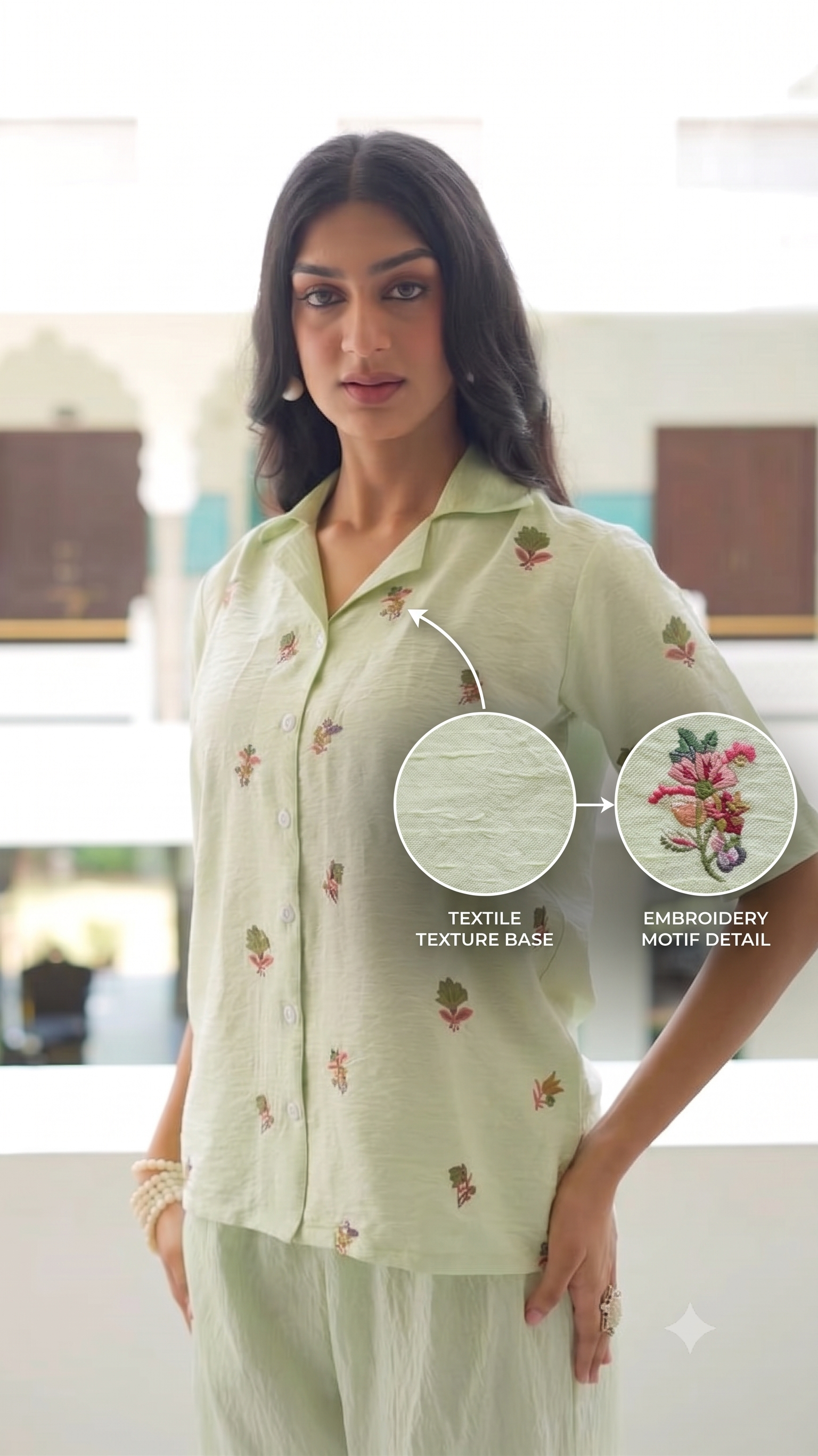 Premium Pista Green Embroidered Co-ord Set for Women | NV Fabric