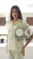 Premium Pista Green Embroidered Co-ord Set for Women | NV Fabric