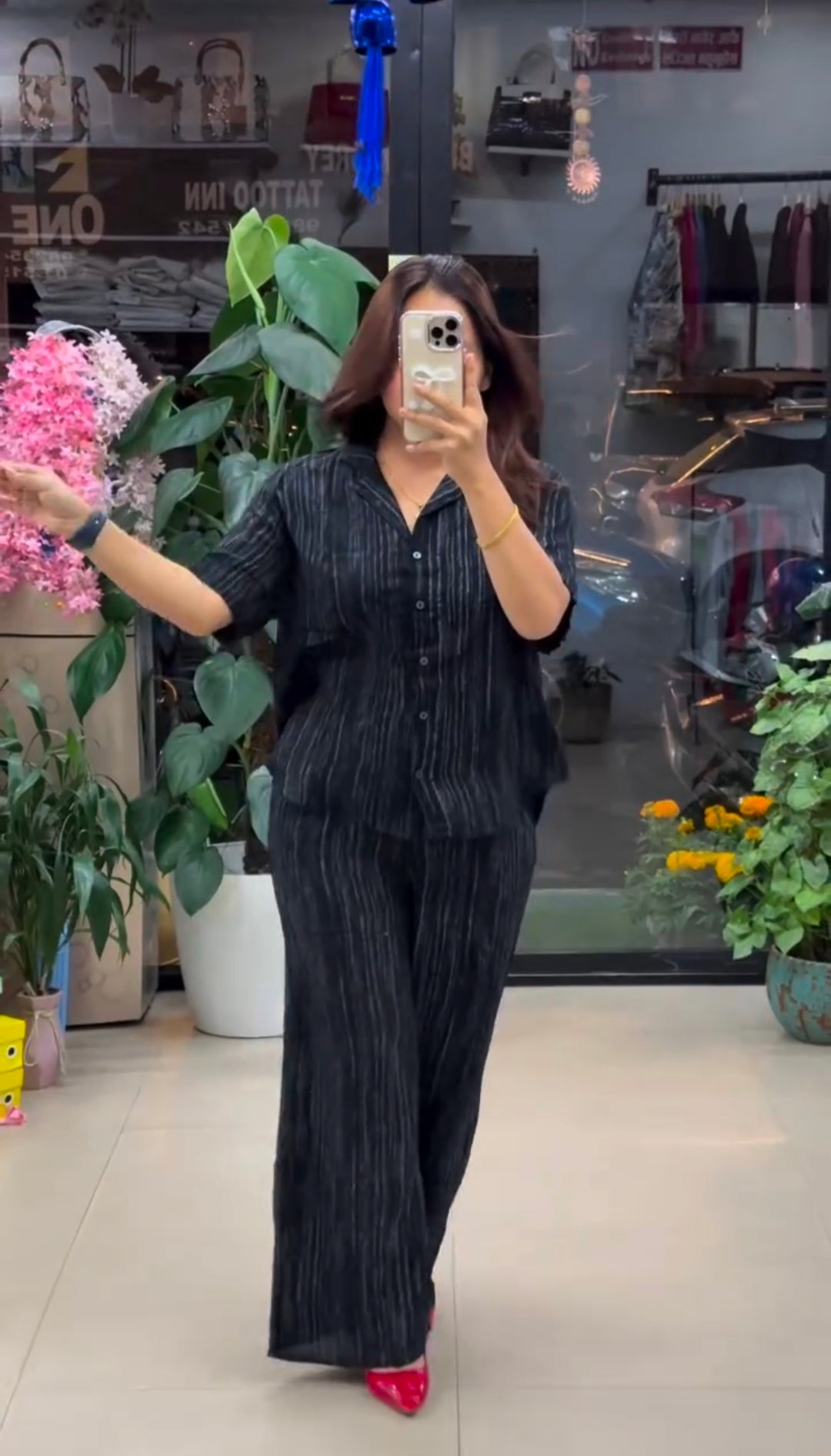 Premium Pure Viscose Natural Crepe Co-ord Set - Black