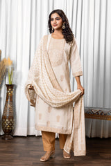 Ivory Noor Jacquard Kurta Set