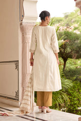 Ivory Noor Jacquard Anarkali Set
