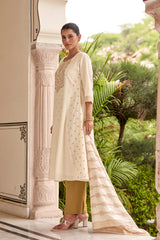 Ivory Noor Jacquard Anarkali Set