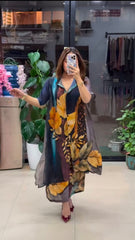Midnight Botanical Georgette Co-ord Set - Luxury Resort Wear