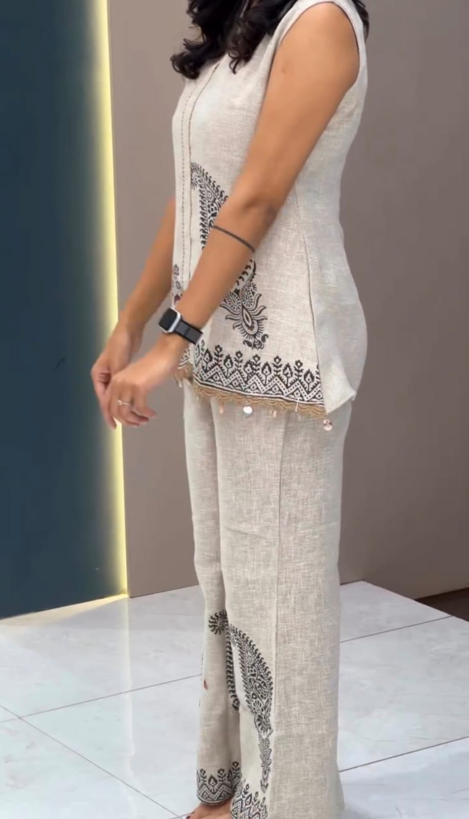 Women's Pure Cotton Printed Co-ord Set | Sleeveless Ethnic Tunic & Pant Set